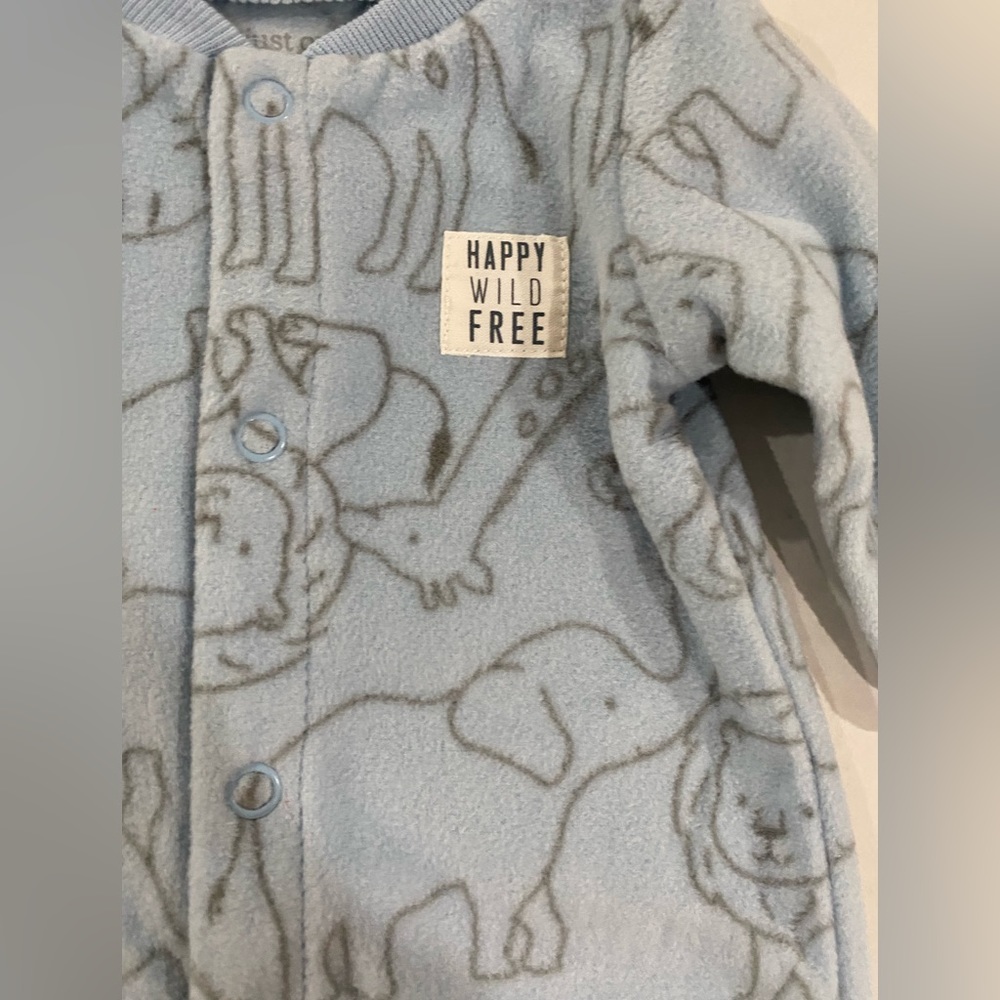 Just one you Carters NWT blue fleece pajama with animals size NB - Picture 2 of 3